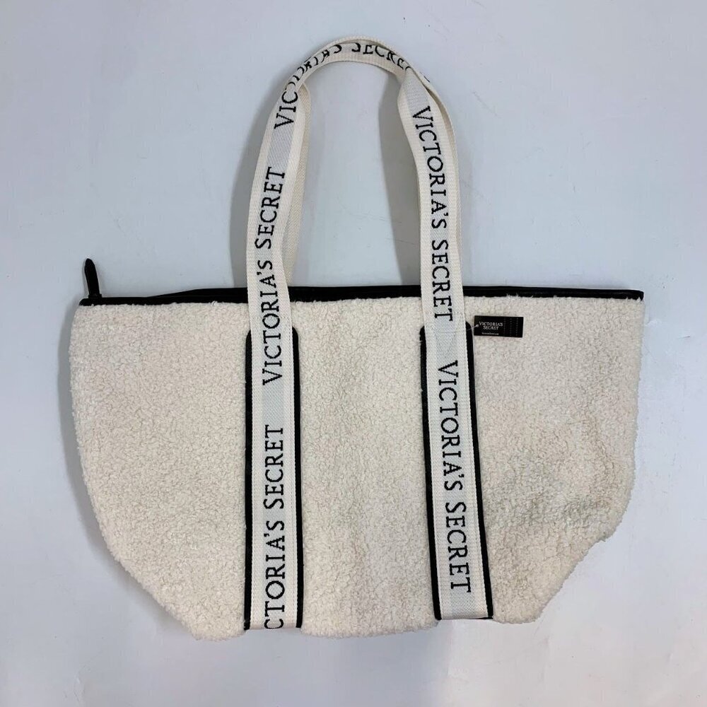 Victoria Secret Women's Fleece Zip Cozy Plush Tote‎ Bag NWT